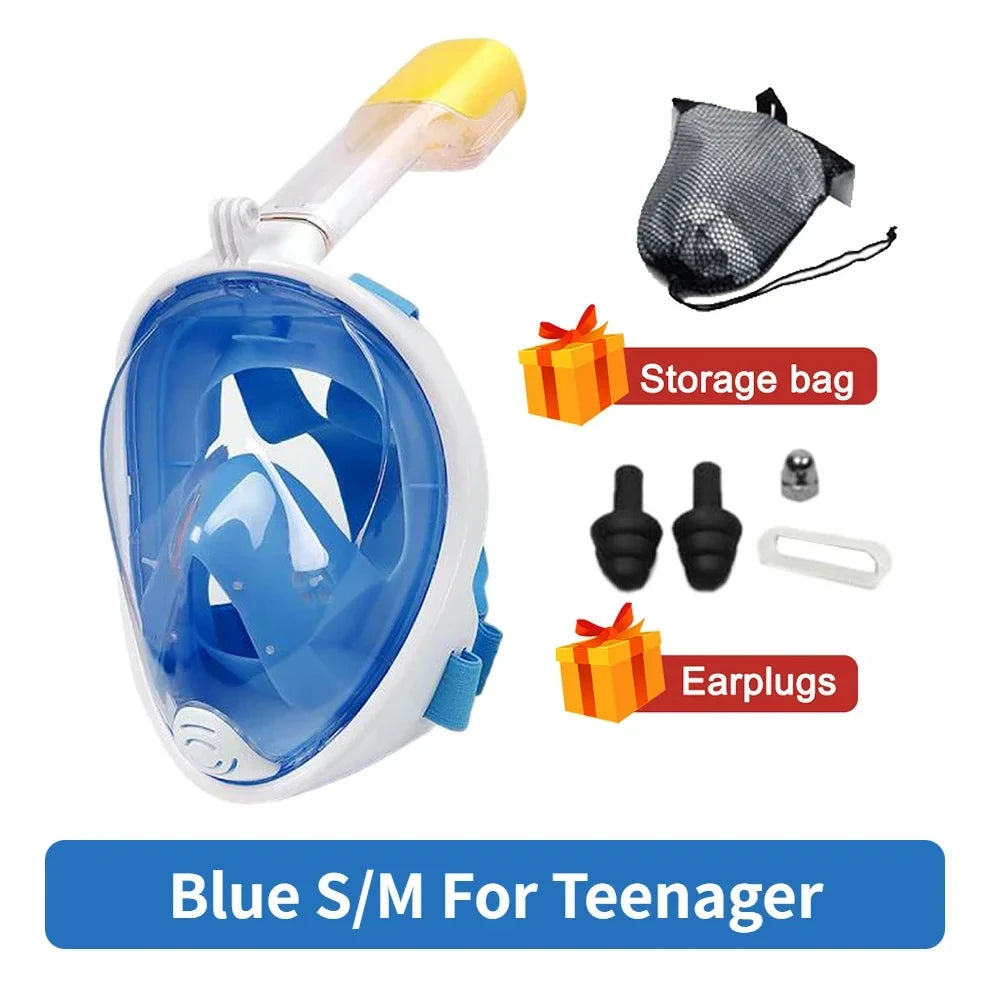 Professional Snorkeling Diving Mask Underwater Scuba Full Face Snorkel Mask Anti Fog Goggles for Kids Adult Swimming Equipment - PoolnStuff