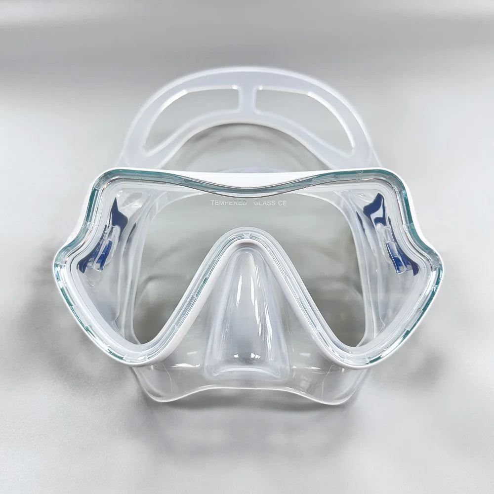 Diving Mask Swimming Goggles Scuba Snorkel Silicone Skirt Tempered Glass Panoramic HD For Adult Youth Anti-Fog with Nose Cover - PoolnStuff