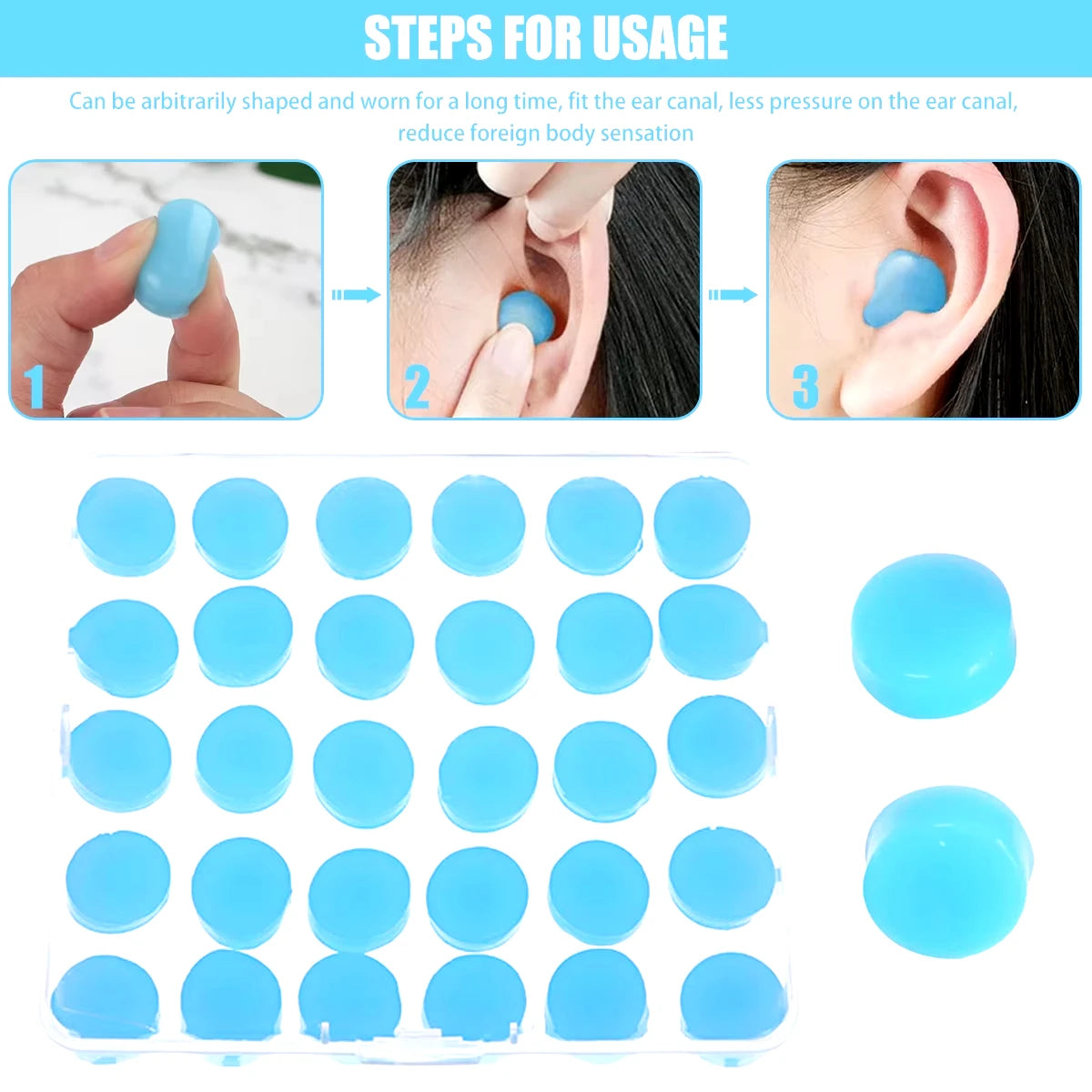 30pcs Silicone Ear Plugs Reusable Silicone Earplugs for Sleeping Swimming Studying Flying Noise Reduction Flexible Ear Plugs - PoolnStuff