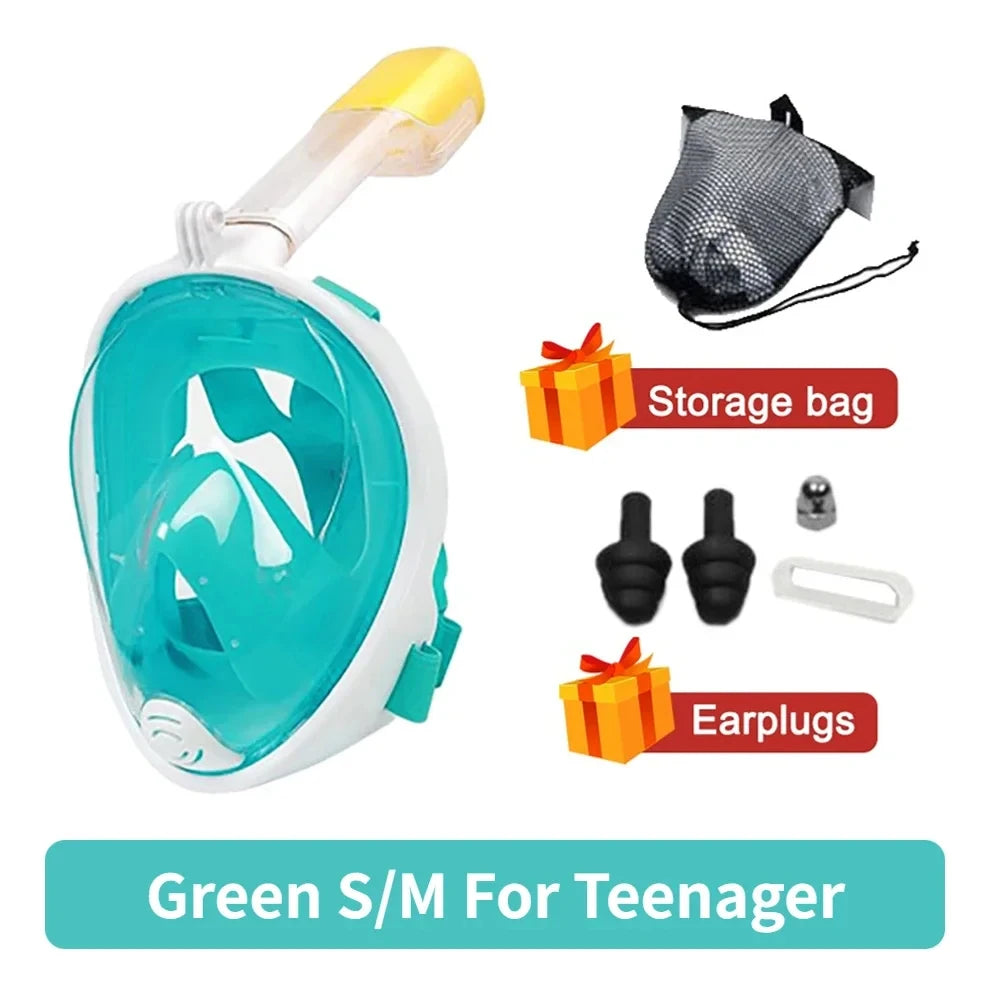 Professional Snorkeling Diving Mask Underwater Scuba Full Face Snorkel Mask Anti Fog Goggles for Kids Adult Swimming Equipment - PoolnStuff