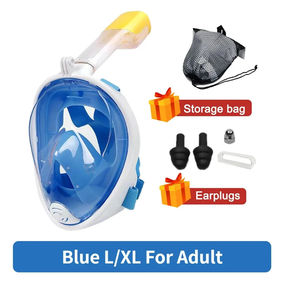 Professional Snorkeling Diving Mask Underwater Scuba Full Face Snorkel Mask Anti Fog Goggles for Kids Adult Swimming Equipment - PoolnStuff