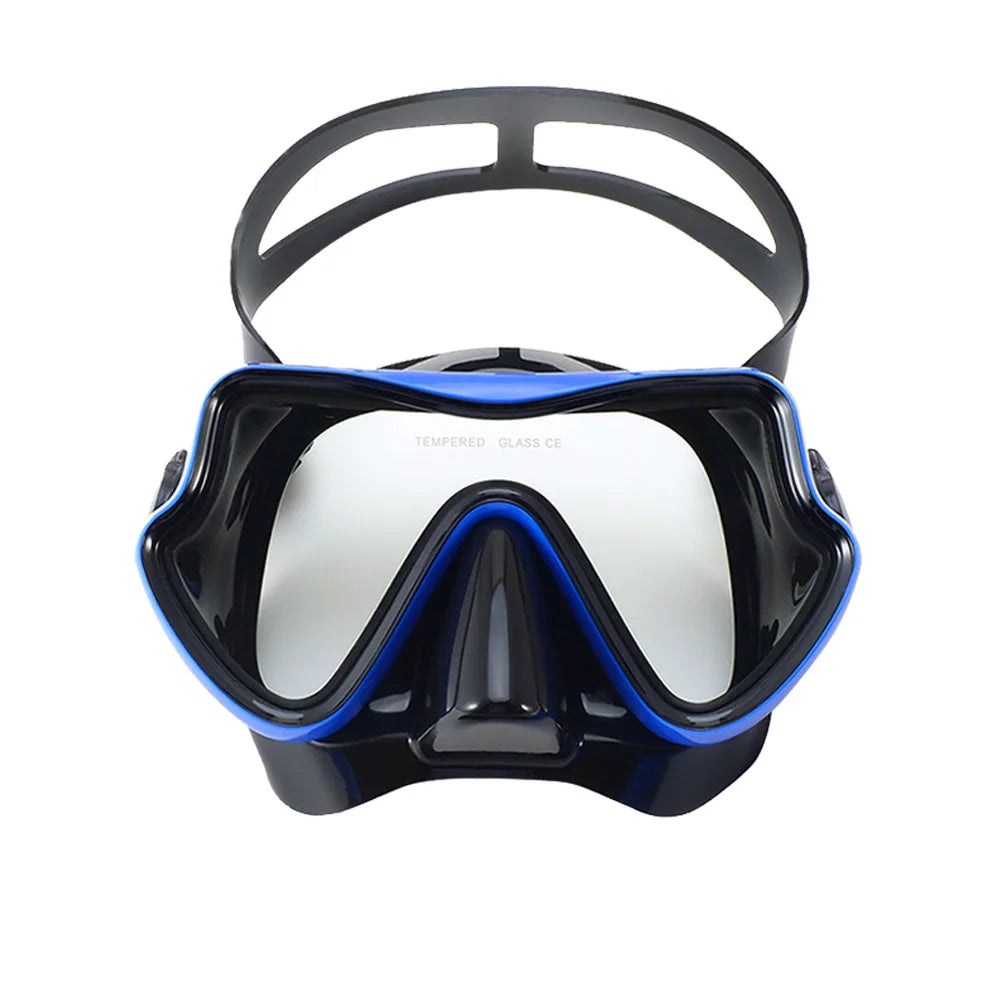 Diving Mask Swimming Goggles Scuba Snorkel Silicone Skirt Tempered Glass Panoramic HD For Adult Youth Anti-Fog with Nose Cover - PoolnStuff