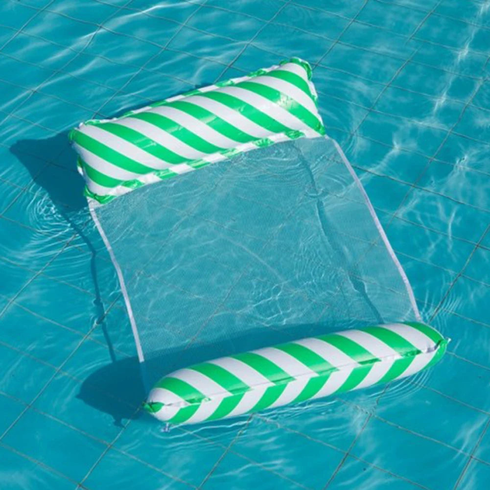 Foldable Floating Water Hammock Float Lounger Inflatable Pool Mat Floating Recliner Bed Swimming Air Mattress Pool Accessories - PoolnStuff