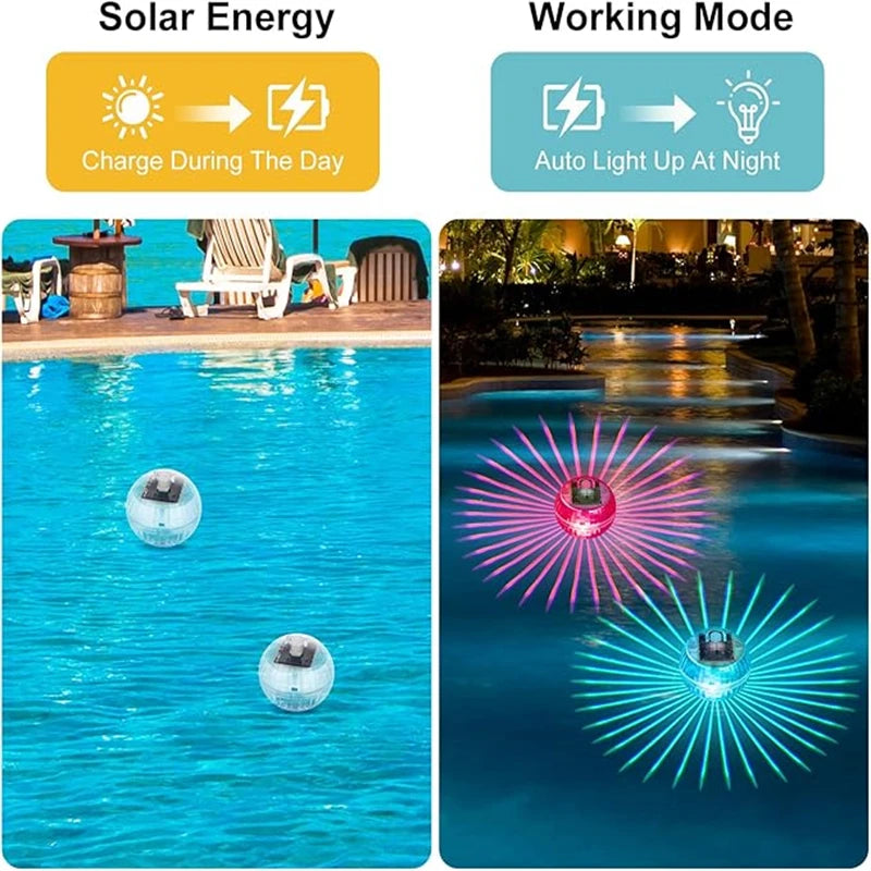 1 Pcs Solar Floating Pool Lights RGB Color Changing LED Light Outdoor Waterproof Hanging Garden lamp for Pool Lawn Pathway Party - PoolnStuff