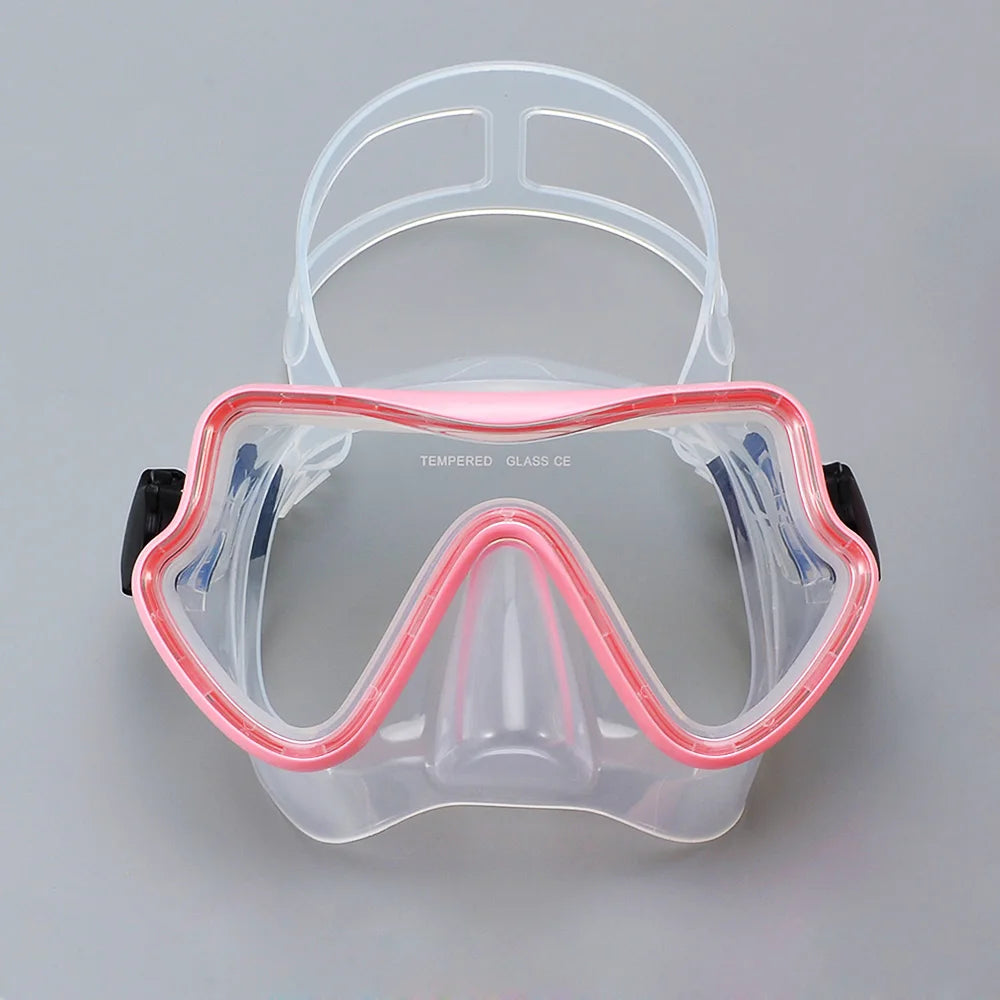 Diving Mask Swimming Goggles Scuba Snorkel Silicone Skirt Tempered Glass Panoramic HD For Adult Youth Anti-Fog with Nose Cover - PoolnStuff