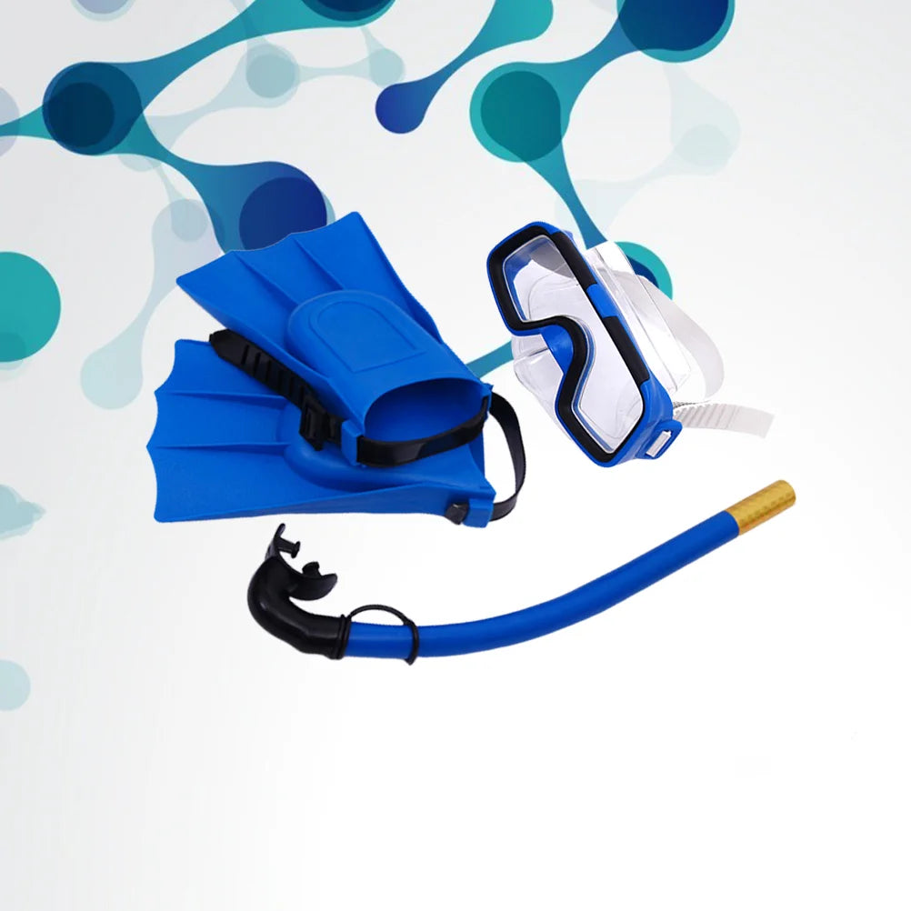 1 Set Children Diving Snorkeling Mask Goggles Snorkel Flippers Set Kids Swimming Breathable Tube Snorkeling Fins Diving Accessor - PoolnStuff