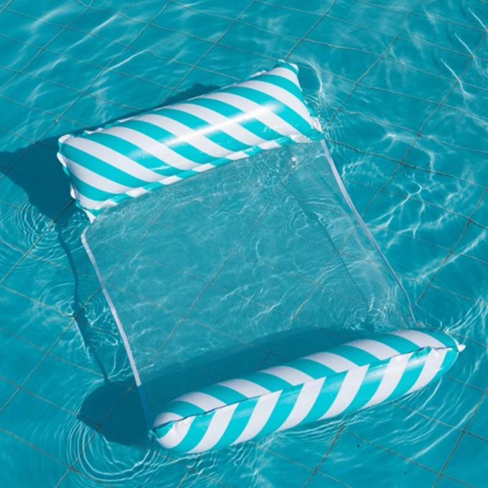 Foldable Floating Water Hammock Float Lounger Inflatable Pool Mat Floating Recliner Bed Swimming Air Mattress Pool Accessories - PoolnStuff