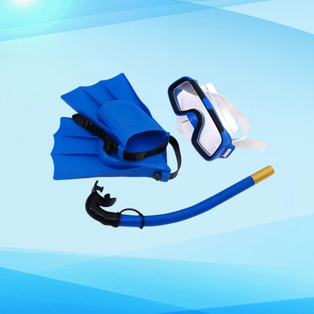 1 Set Children Diving Snorkeling Mask Goggles Snorkel Flippers Set Kids Swimming Breathable Tube Snorkeling Fins Diving Accessor - PoolnStuff