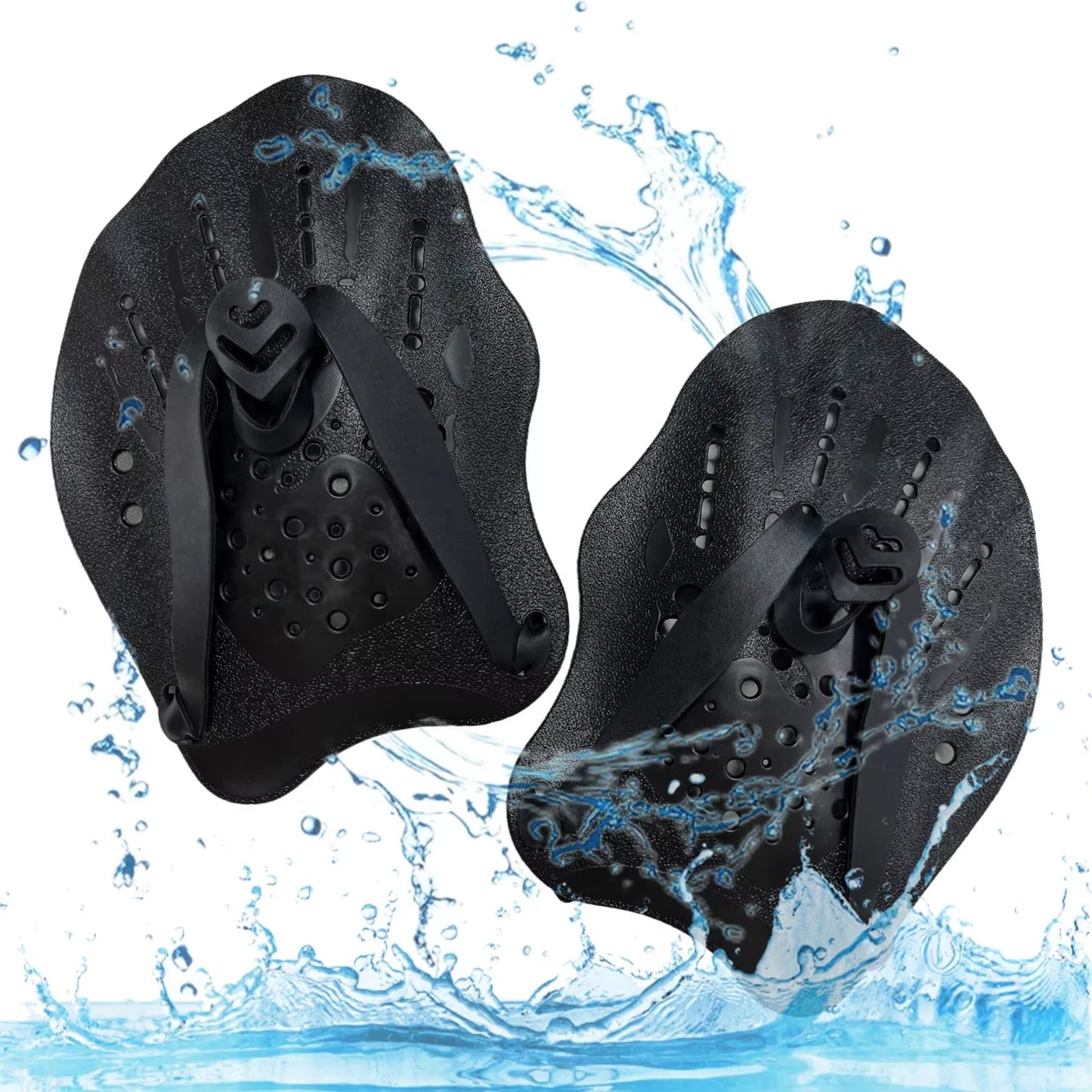 1 Pair Swimming Training Hands Flippers, With Adjustable Silicone Straps - PoolnStuff