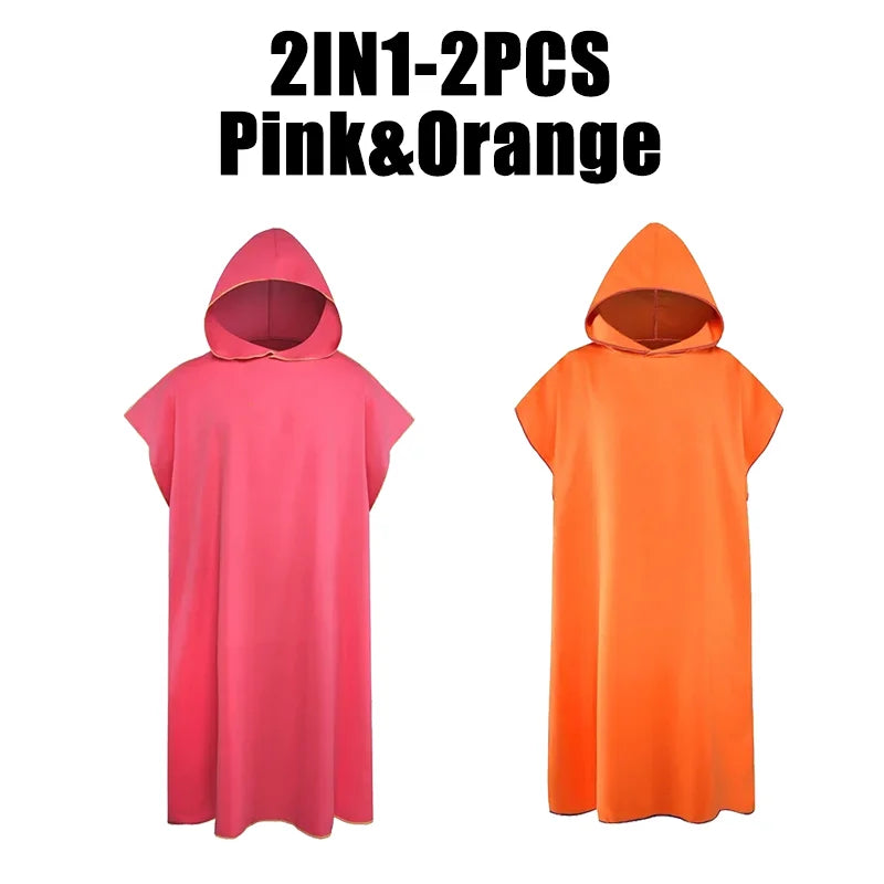 Microfiber Hooded Towel Men Women for Swim Beach Travel Quick Dry Changing Robe Cape Bath Towel Bathrobe Surf Poncho Sauna Play - PoolnStuff