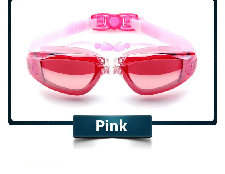 Swimming Goggles Adult Pool Glasses Anti Fog Men Women UV Protection Optical Waterproof Swim Eyewear with Earplugs - PoolnStuff