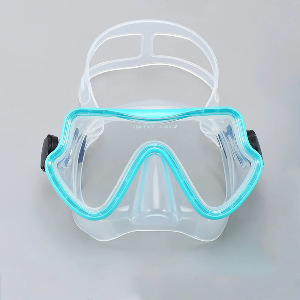 Diving Mask Swimming Goggles Scuba Snorkel Silicone Skirt Tempered Glass Panoramic HD For Adult Youth Anti-Fog with Nose Cover - PoolnStuff