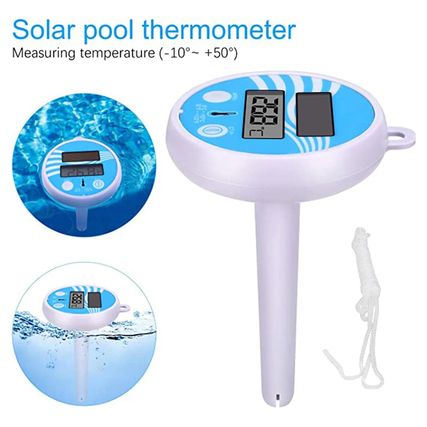 Waterproof Solar Swimming Pool Thermometer Scale Accurate Readings Thermometer for Most Types of Swimming Pool - PoolnStuff