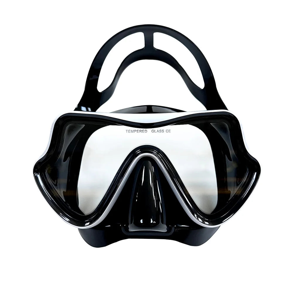 Diving Mask Swimming Goggles Scuba Snorkel Silicone Skirt Tempered Glass Panoramic HD For Adult Youth Anti-Fog with Nose Cover - PoolnStuff