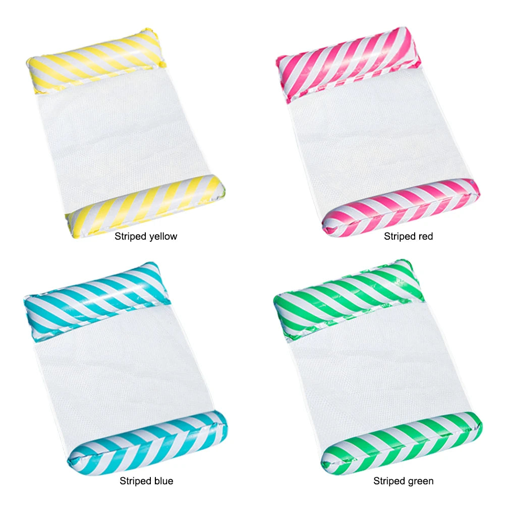 Foldable Floating Water Hammock Float Lounger Inflatable Pool Mat Floating Recliner Bed Swimming Air Mattress Pool Accessories - PoolnStuff