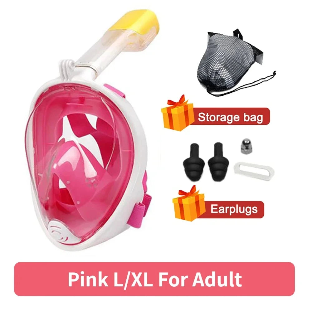 Professional Snorkeling Diving Mask Underwater Scuba Full Face Snorkel Mask Anti Fog Goggles for Kids Adult Swimming Equipment - PoolnStuff