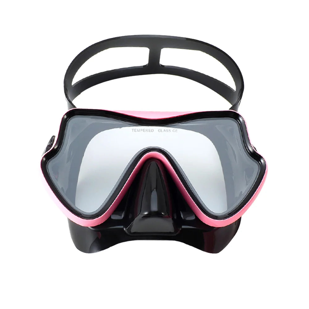 Diving Mask Swimming Goggles Scuba Snorkel Silicone Skirt Tempered Glass Panoramic HD For Adult Youth Anti-Fog with Nose Cover - PoolnStuff