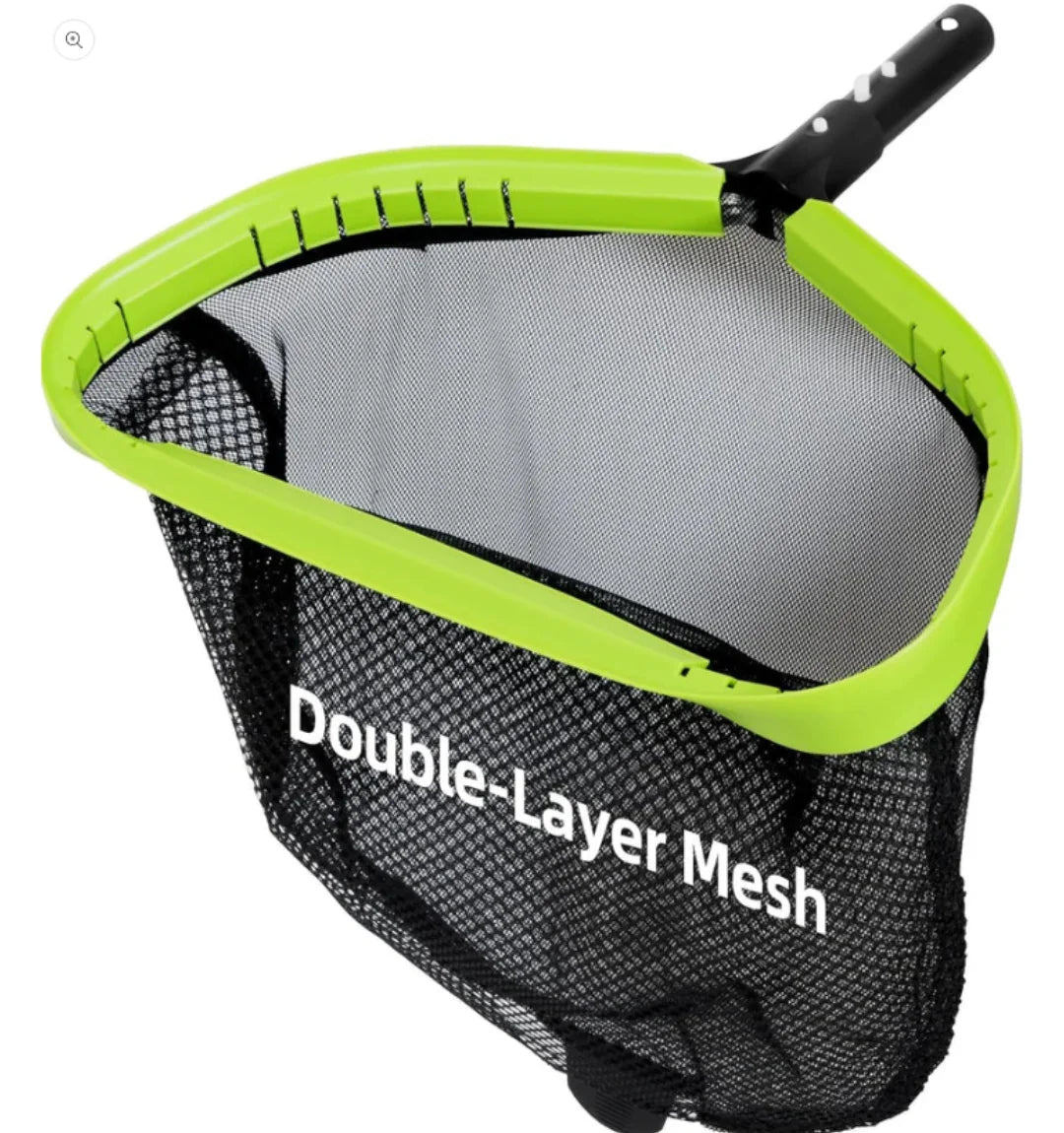Professional Swimming Pool Leaf Skimmer Nets for Cleaning with Double-Layer Deep Big Bag,Heavy Duty Aluminum Frame & Handle Rake(Pole Not Included) - PoolnStuff