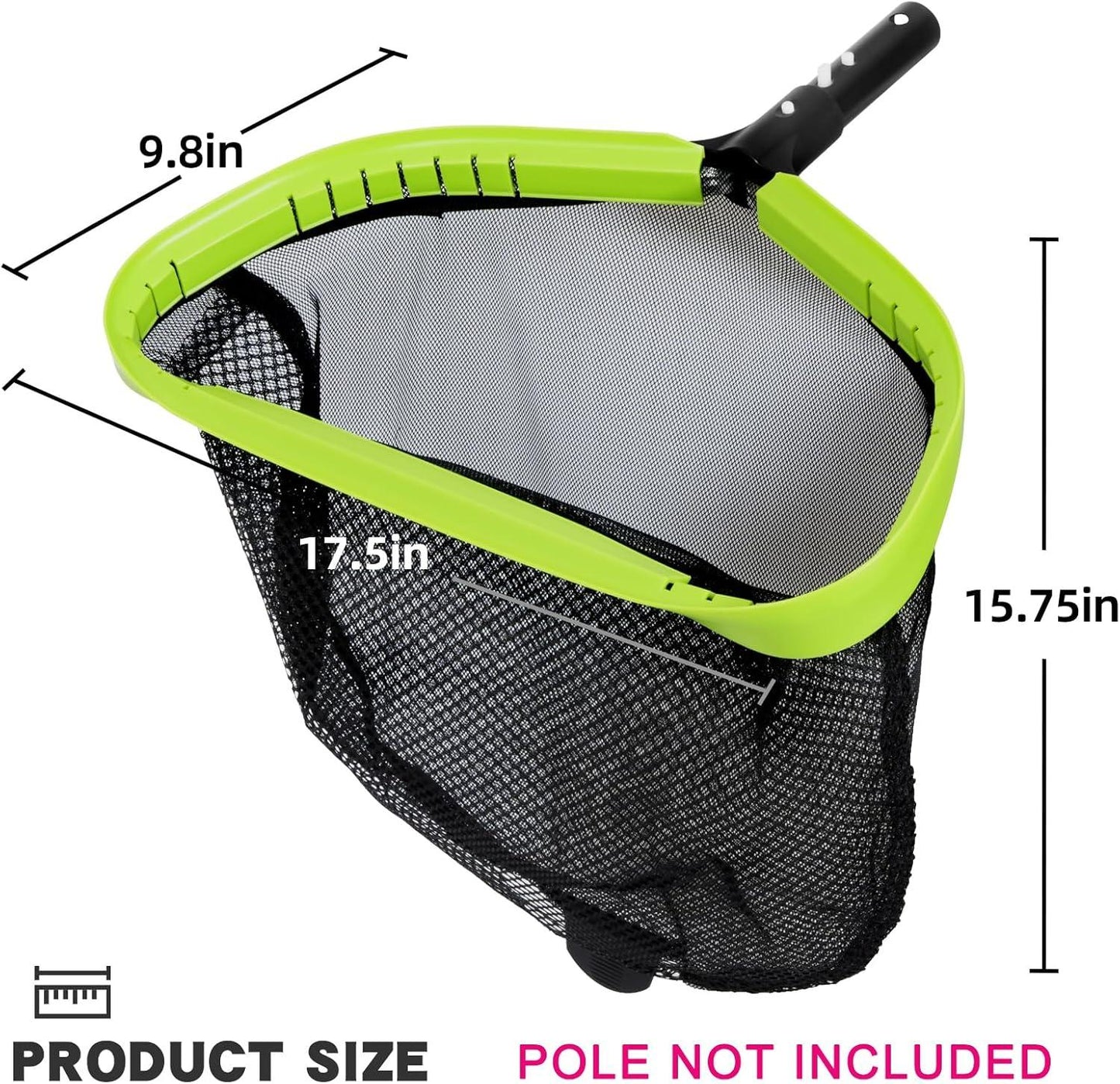 Professional Swimming Pool Leaf Skimmer Nets for Cleaning with Double-Layer Deep Big Bag,Heavy Duty Aluminum Frame & Handle Rake(Pole Not Included) - PoolnStuff