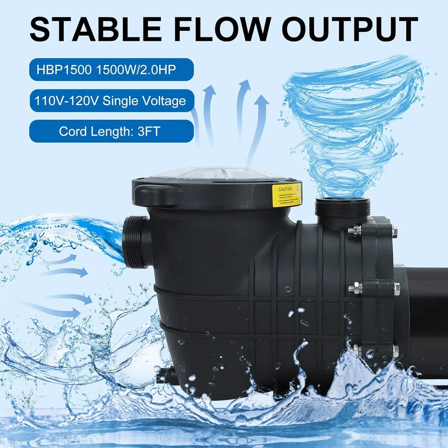 2.0 HP In/Above Ground Swimming Pool Pump, 110V 6600GPH Single Speed Pool Water Pumps lnground Above Ground with Filter Basket - PoolnStuff