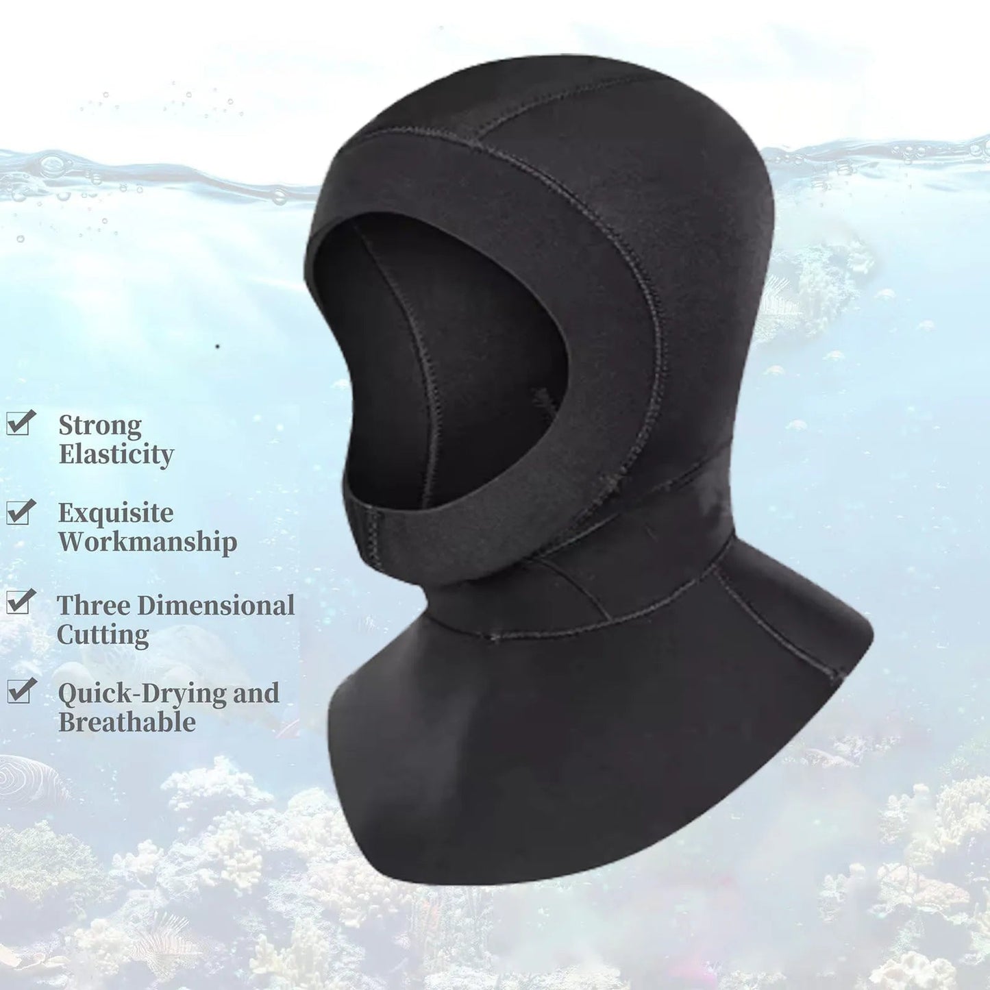 5MM/3MM Neoprene Diving Hooded Men WomenThicken Swimming Cap with Shoulder Deep Dive Surfing Spearfishing Anti-cold Scuba Hat - PoolnStuff