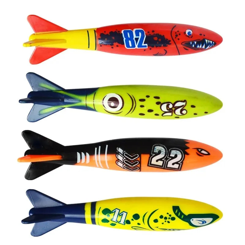 Summer Rocket Shark Fish Diving Games Pool Toys for Kids Swimming Pool Throwing Water Fun Game Toy Diving Swimming Toys Set Gift - PoolnStuff