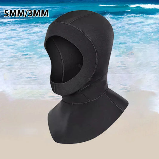 5MM/3MM Neoprene Diving Hooded Men WomenThicken Swimming Cap with Shoulder Deep Dive Surfing Spearfishing Anti-cold Scuba Hat - PoolnStuff
