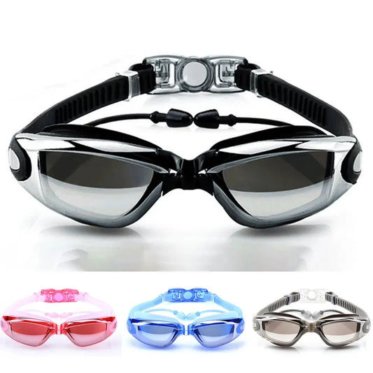 Swimming Goggles Adult Pool Glasses Anti Fog Men Women UV Protection Optical Waterproof Swim Eyewear with Earplugs - PoolnStuff
