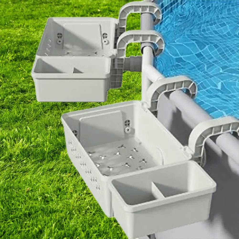 Pool Storage Basket with Cup Holders All-Around Organizer Swimming Pool Hanging Storage Basket Above Ground Pool Accessories - PoolnStuff