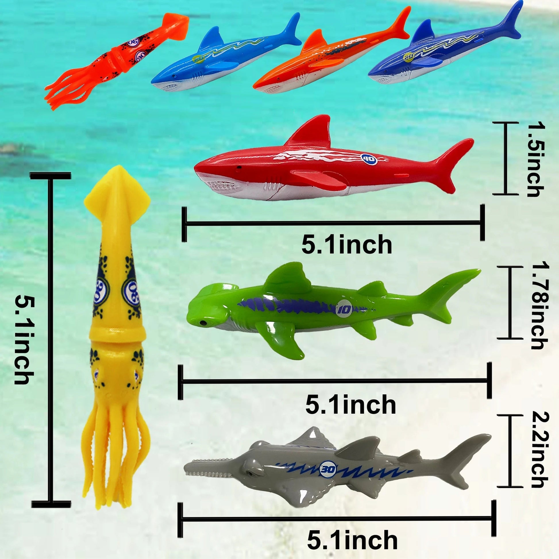 Summer Diving Training Toys Torpedos Sharks Octopus Underwater Water Games Training Swimming Pool Gifts Set Toys For kids - PoolnStuff