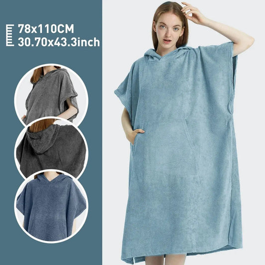 Surf Poncho Towel Poncho Quick-Dry Towel Hoodie Microfiber Beach Robe Changing Poncho Swim Towel Beach Poncho For Adults - PoolnStuff
