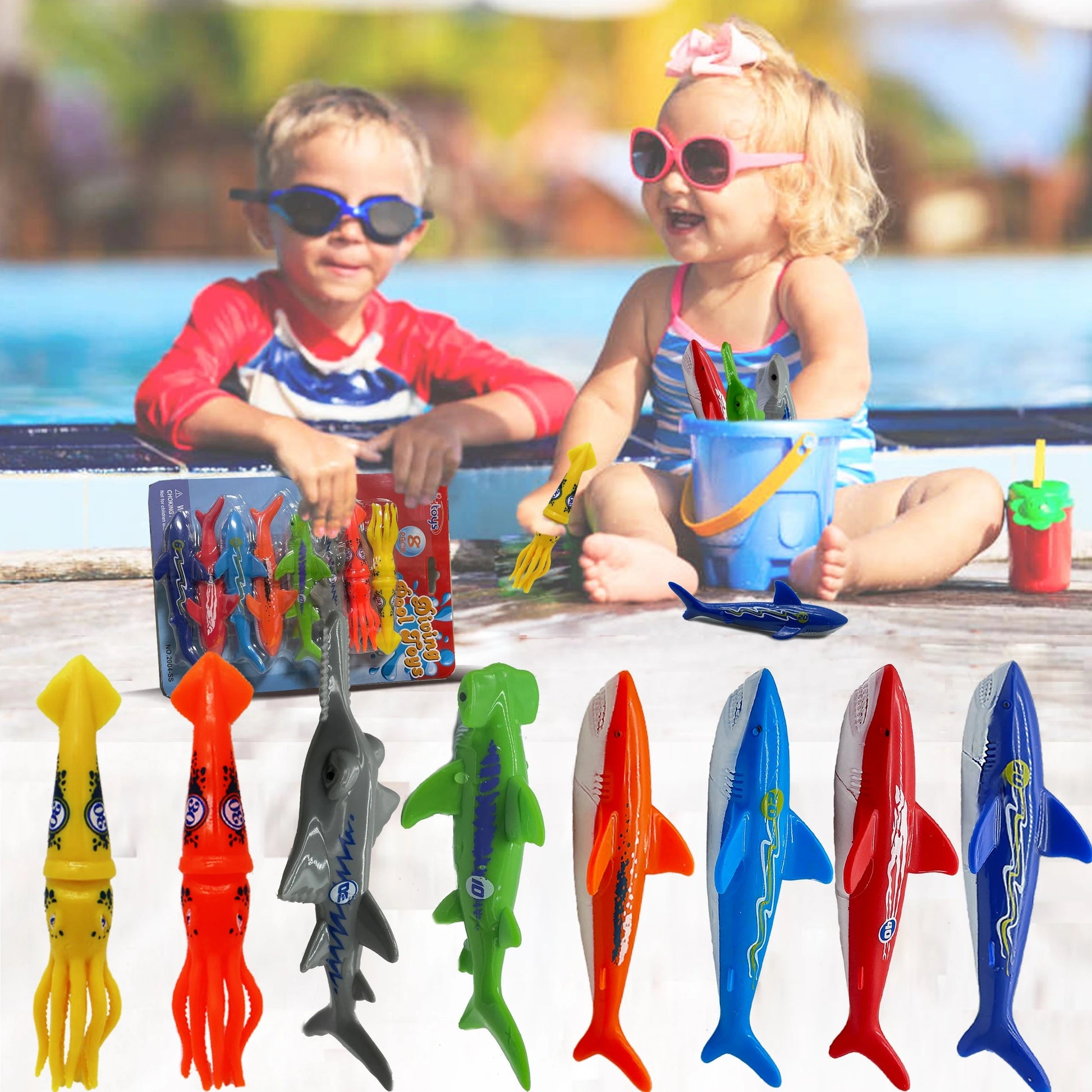 Summer Diving Training Toys Torpedos Sharks Octopus Underwater Water Games Training Swimming Pool Gifts Set Toys For kids - PoolnStuff