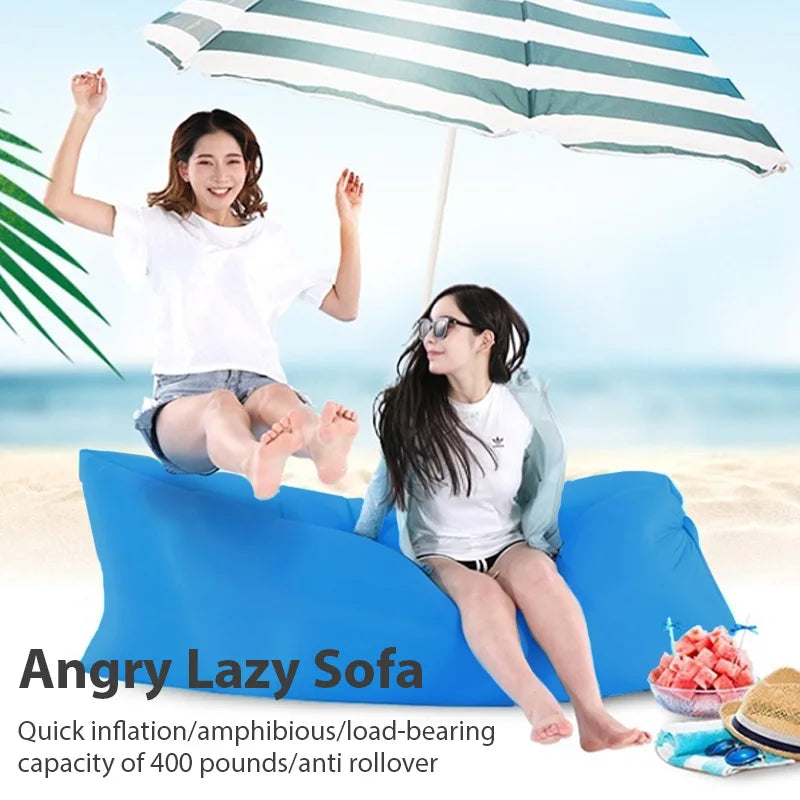 Ultra Light Pillow Style Lazy Sofa Outdoor Camping Inflatable Sofa Portable Foldable Sleeping Bag Beach Inflatable Sofas Bed - PoolnStuff