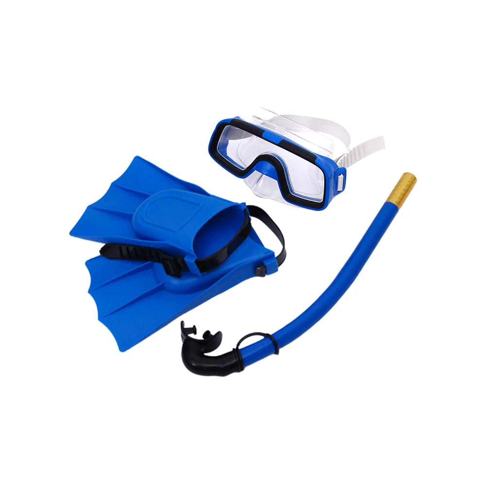 1 Set Children Diving Snorkeling Mask Goggles Snorkel Flippers Set Kids Swimming Breathable Tube Snorkeling Fins Diving Accessor - PoolnStuff