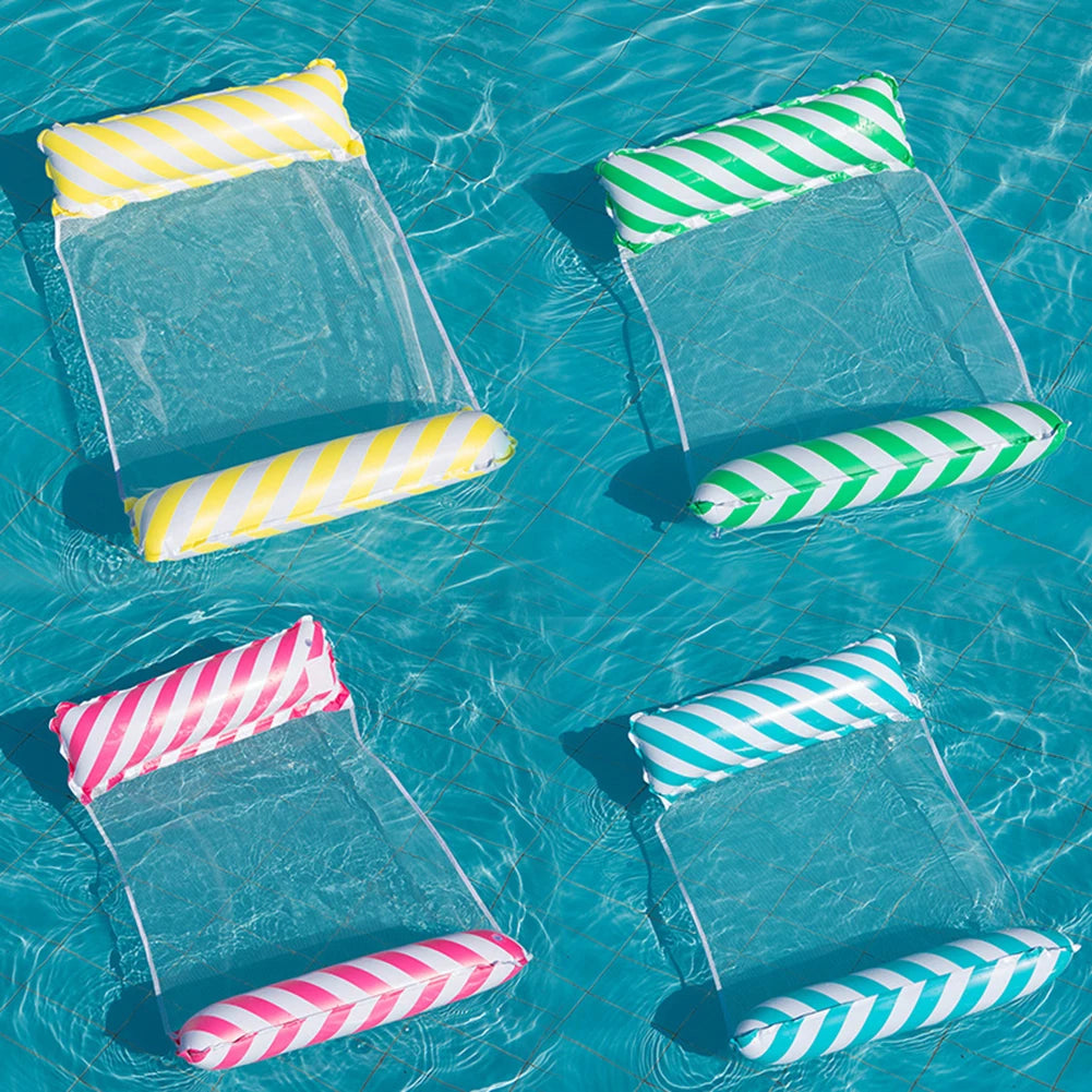 Foldable Floating Water Hammock Float Lounger Inflatable Pool Mat Floating Recliner Bed Swimming Air Mattress Pool Accessories - PoolnStuff