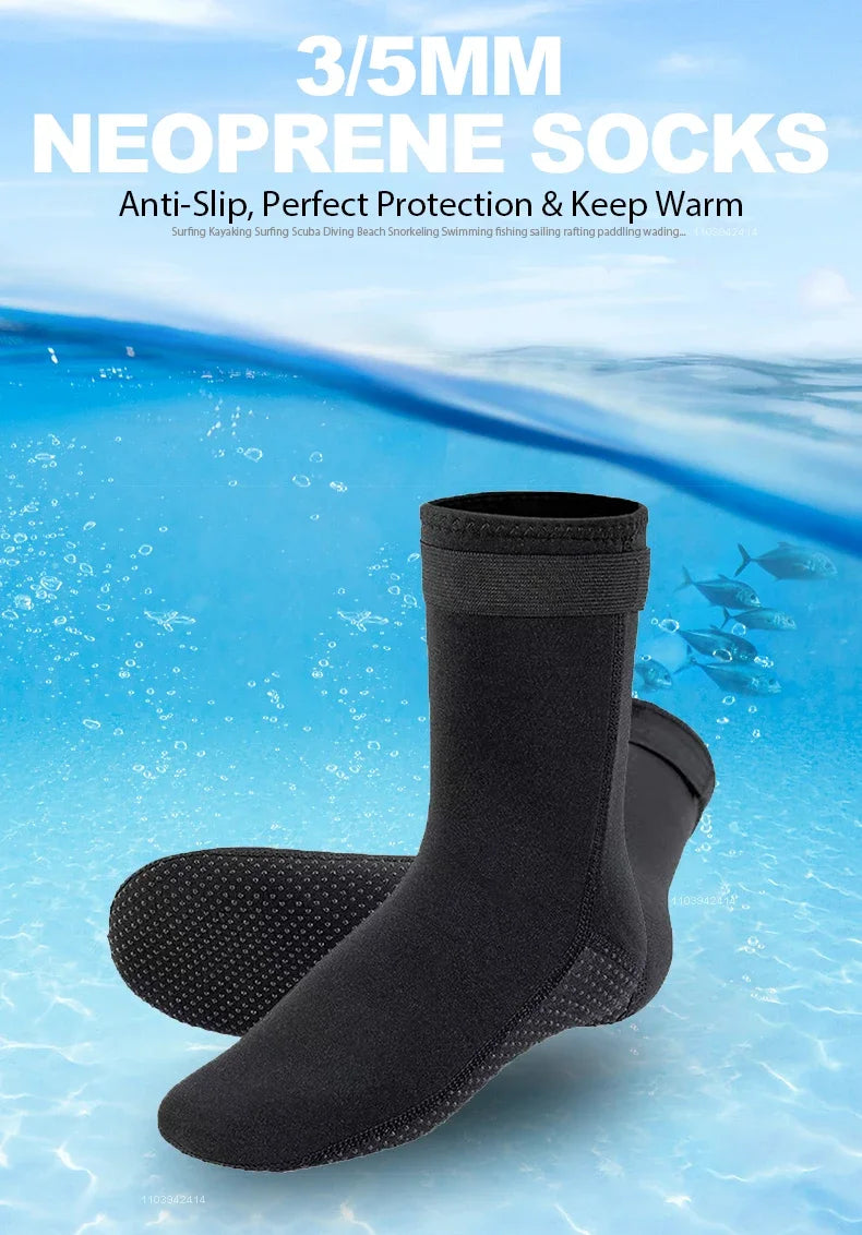 3mm Neoprene Diving Socks Wetsuit Shoes Non-slip Surf Swimming Fins Socks Elasticity Beach Boots Warm Aqua Socks for Snorkeling - PoolnStuff