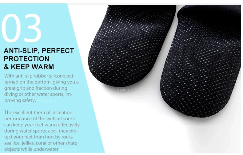 3mm Neoprene Diving Socks Wetsuit Shoes Non-slip Surf Swimming Fins Socks Elasticity Beach Boots Warm Aqua Socks for Snorkeling - PoolnStuff