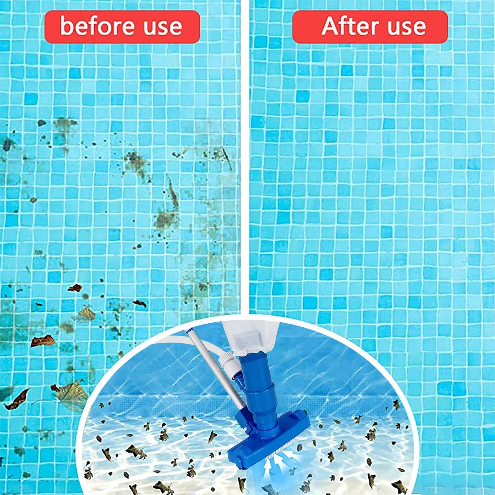 Swimming Pool Vacuum Cleaning Tool Pond Vacuum Jet Underwater Cleaner Brush Head Pool Cleaning Net Pool Accessories EU/US Plug - PoolnStuff