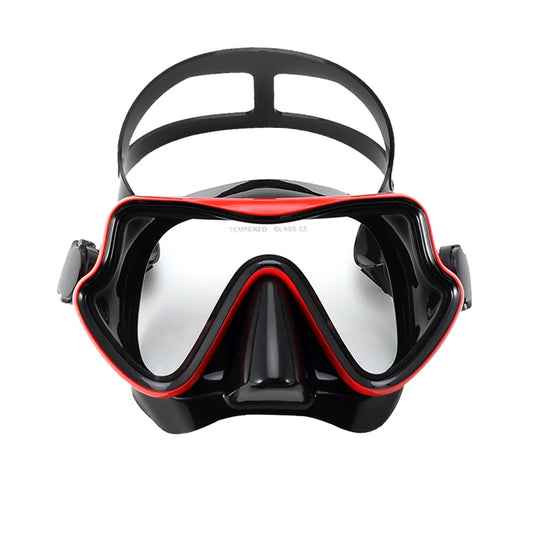 Diving Mask Swimming Goggles Scuba Snorkel Silicone Skirt Tempered Glass Panoramic HD For Adult Youth Anti-Fog with Nose Cover - PoolnStuff