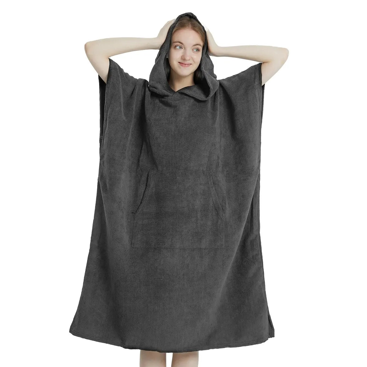 Surf Poncho Towel Poncho Quick-Dry Towel Hoodie Microfiber Beach Robe Changing Poncho Swim Towel Beach Poncho For Adults - PoolnStuff
