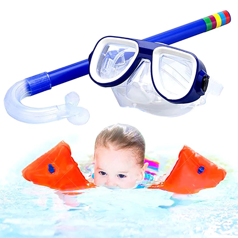 Kids Diving Goggle Mask Breathing Tube Shockproof Anti-fog Durable Underwater Swimming Glasses Band Snorkeling Accessories Set - PoolnStuff