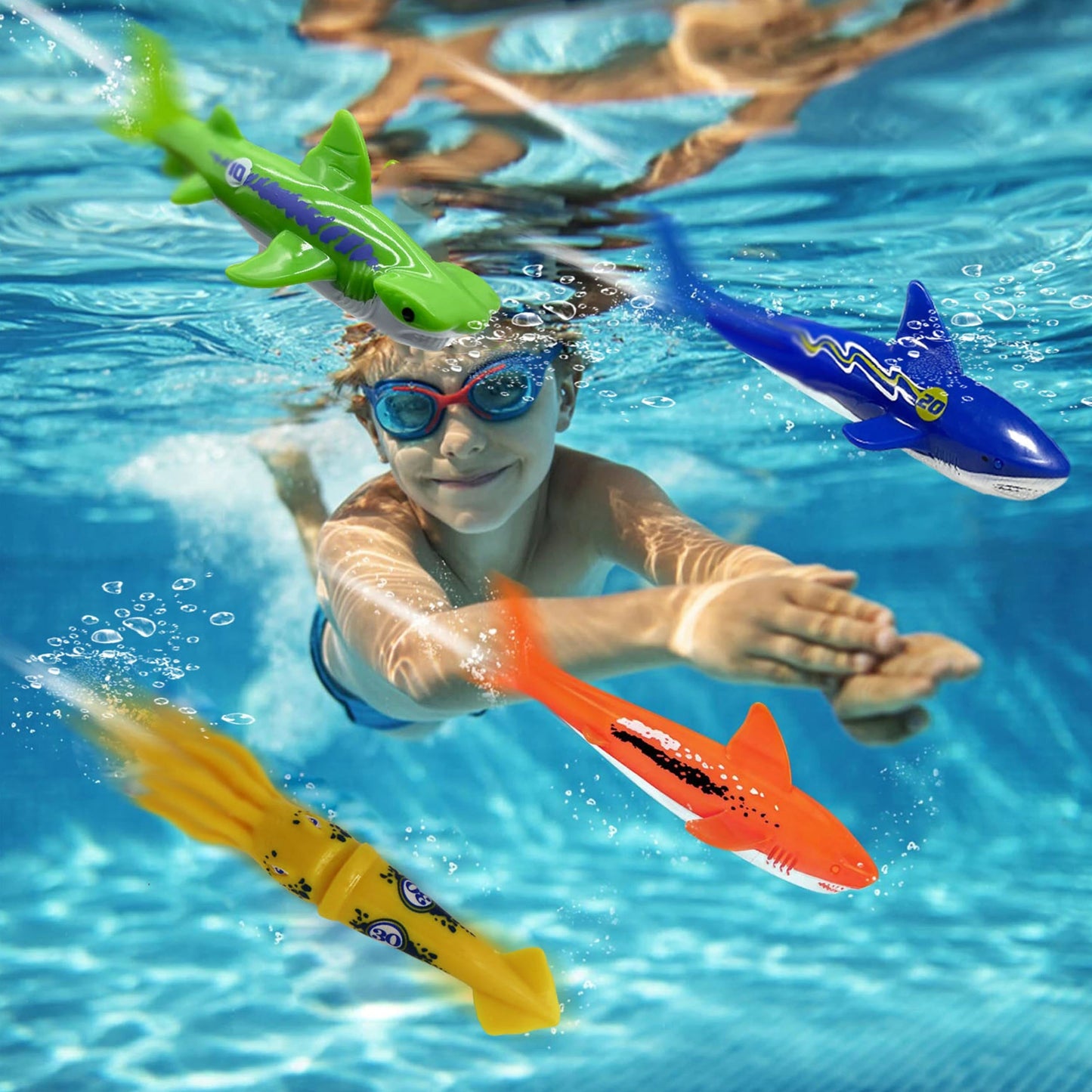 Summer Diving Training Toys Torpedos Sharks Octopus Underwater Water Games Training Swimming Pool Gifts Set Toys For kids - PoolnStuff