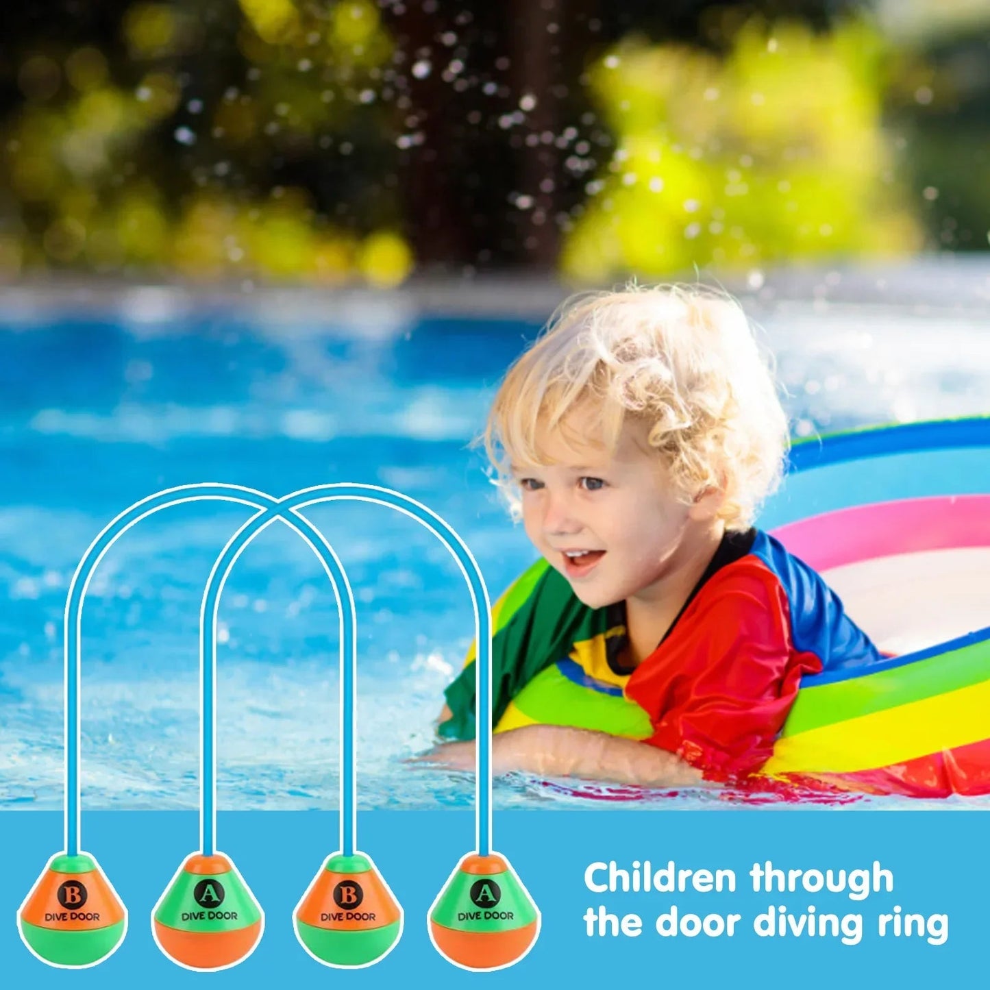 2pcs/set Through Door Diving Ring Funny Swimming Game Aids Dive Door Reusable Dive Swim Through Door Adults Kids Pool Thru Rings - PoolnStuff