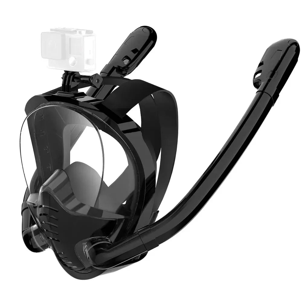Full Face Snorkel Mask 180°Panoramic View Silicone Dry Top Snorkeling Diving Swimming Goggles With 2 Snorkels Anti-Fog Anti-Lea - PoolnStuff