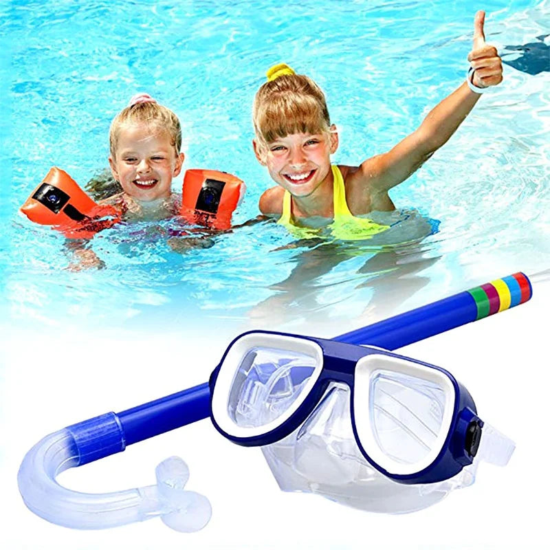 Kids Diving Goggle Mask Breathing Tube Shockproof Anti-fog Durable Underwater Swimming Glasses Band Snorkeling Accessories Set - PoolnStuff
