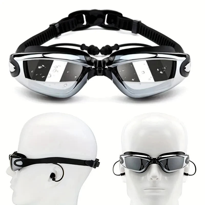 Swimming Goggles With Cap And Earplugs Men's Anti Fog UV Protection Women's And Children's Waterproof Diving Eye Protector - PoolnStuff