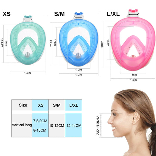 Professional Snorkeling Diving Mask Underwater Scuba Full Face Snorkel Mask Anti Fog Goggles for Kids Adult Swimming Equipment - PoolnStuff