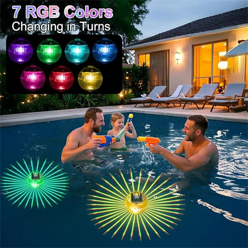 1 Pcs Solar Floating Pool Lights RGB Color Changing LED Light Outdoor Waterproof Hanging Garden lamp for Pool Lawn Pathway Party - PoolnStuff