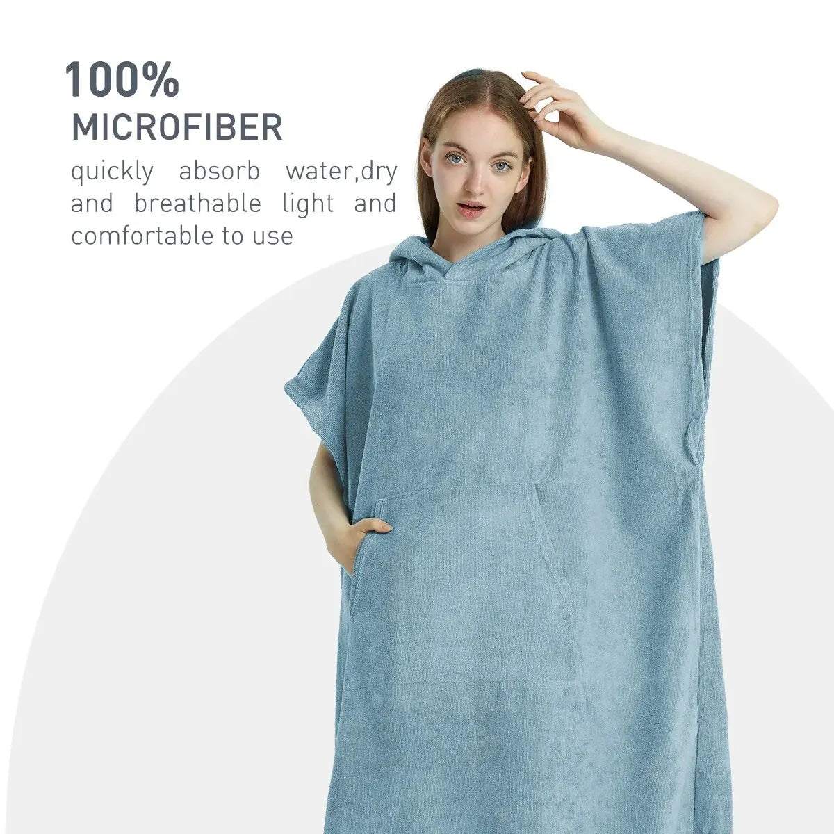 Surf Poncho Towel Poncho Quick-Dry Towel Hoodie Microfiber Beach Robe Changing Poncho Swim Towel Beach Poncho For Adults - PoolnStuff