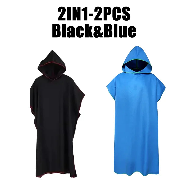 Microfiber Hooded Towel Men Women for Swim Beach Travel Quick Dry Changing Robe Cape Bath Towel Bathrobe Surf Poncho Sauna Play - PoolnStuff